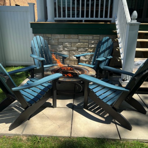Beautiful Fire Pit with Adirondack Chairs!